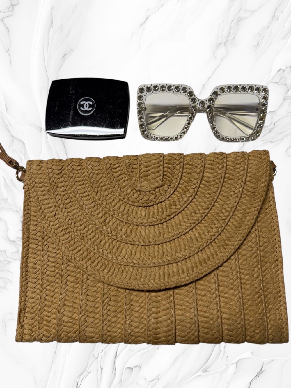 Straw envelope clutch tan natural brown bag